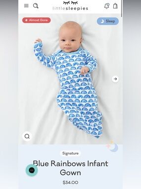 Little Sleepies Blue & White Wave Footed Pajamas with Mittens